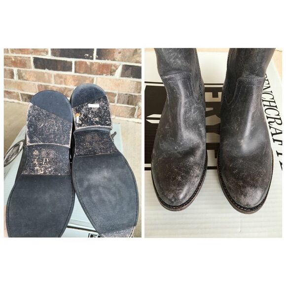 FRYE Jamie Ring Tall Boot Black Distressed Boots - Picture 4 of 4